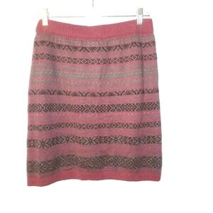 NWT J Jill Fair Isle Knit Mauve/Gray/Plum Lightweight Skirt Size Small